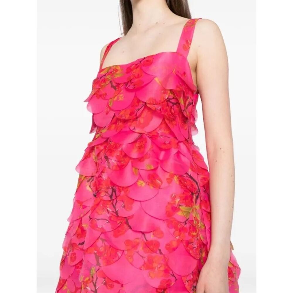 Cynthia Rowley Scalloped Petal Midi Dress floral cherry blossom pink size 4 - Picture 5 of 16